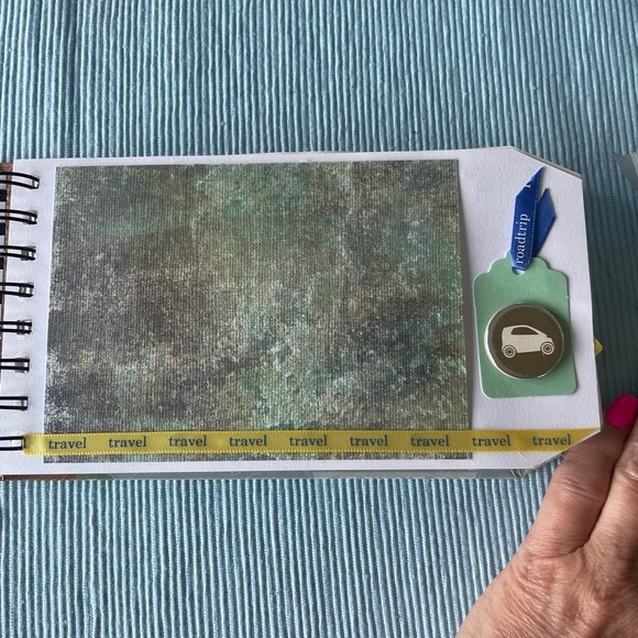 Travel Themed Pre-made Spiral Scrapbook with Bow- picture-ready! 8.25x4.5” - Picture 3 of 17